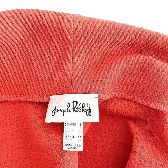 Joseph Ribkoff Women's Leather Sleeve Shawl Collar Open Front Ribbed Jacket Sz 6 - Picture 3 of 7